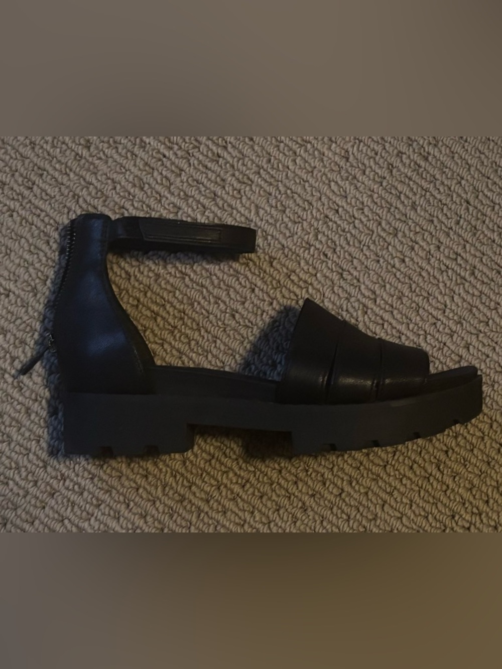 Eileen Fisher Black Women's Chunky Ankle-Strap Sandals